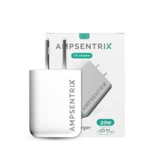 AmpSentrix 2-Plug 20W USB-C And USB-A Power Adapter