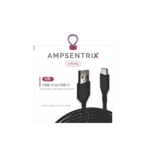 AmpSentrix 3ft USB-A to USB-C Cable